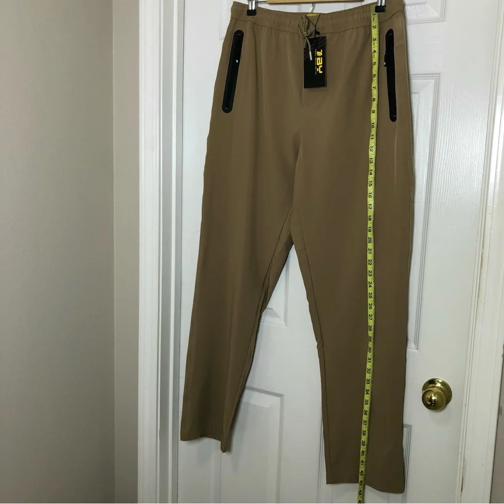 Travels Together By You Ruched Drawstring Waist Pocket Lightweight Khaki Pants L